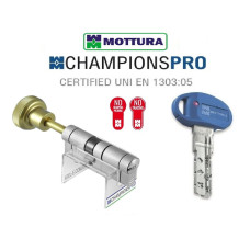 Цилиндровый механизм Mottura Champions Pro P 62 (31-31) шток 80мм с воротком матовый хром 5 ключей