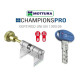 Цилиндровый механизм Mottura Champions Pro P 62 (31-31) шток 80мм с воротком матовый хром 5 ключей